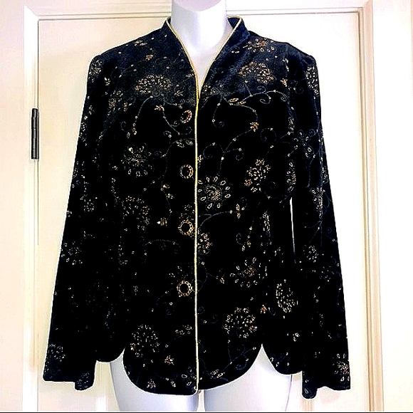 R&K VELVET EMBROIDERED Stretch Jacket- 8 - Picture 1 of 8